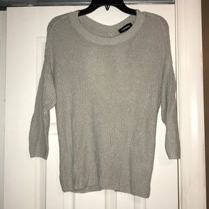 Express gray 3/4 sleeve open back sweater